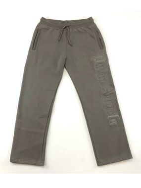 Palm Angels taupe neutral genderless fleece pull on pant Medium embroidered leg
